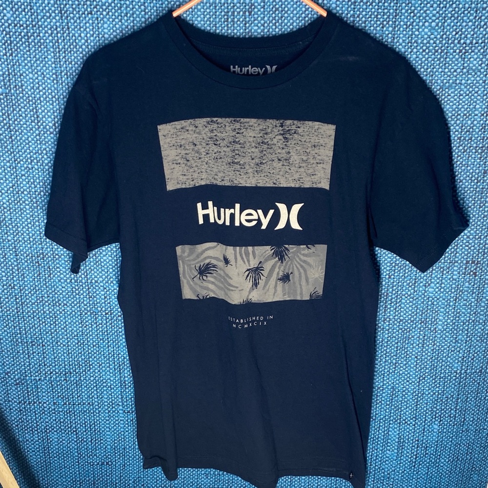 Hurley Navy and Gray Graphic Tee